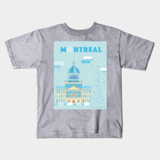 Montreal - Bonsecours Market Kids T-Shirt by aglomeradesign